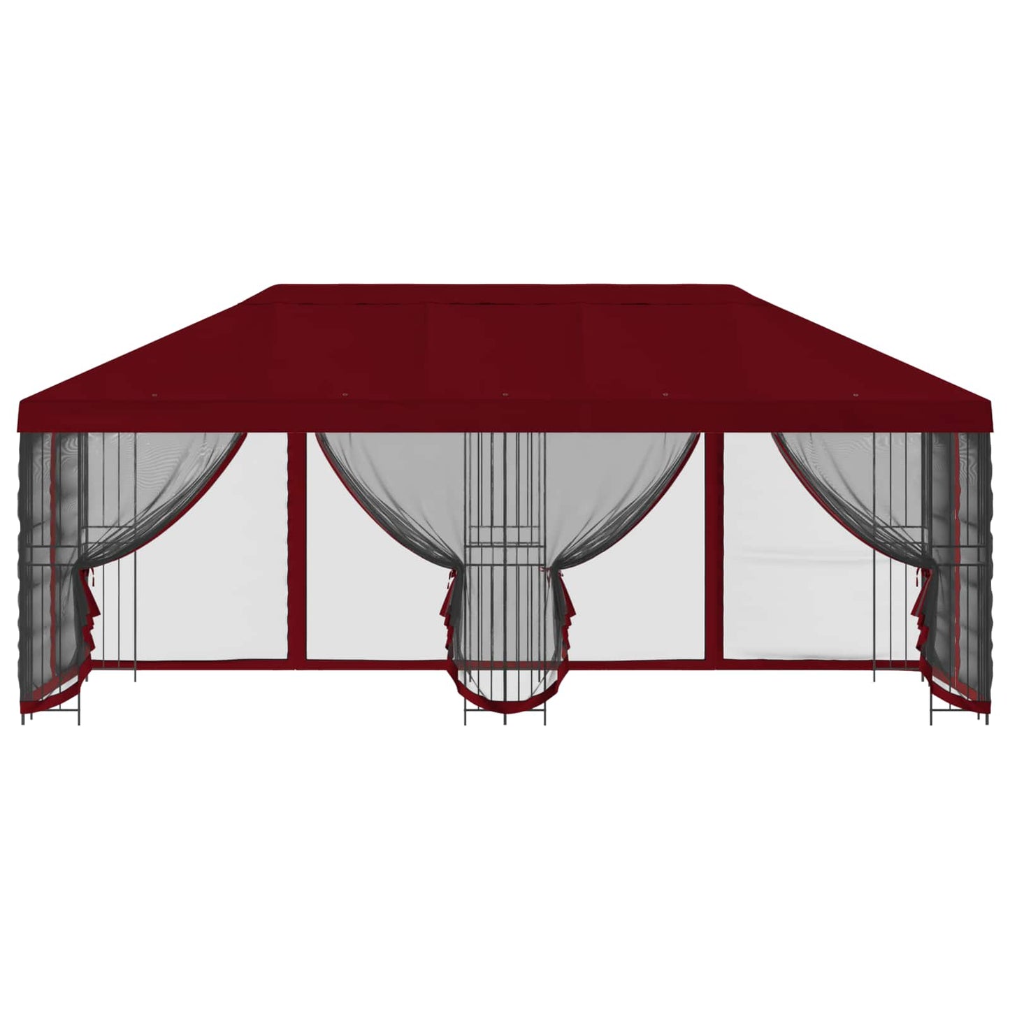 Pavillon med sidetapper 6 x 3 m Bordeaux Polyester og Stål