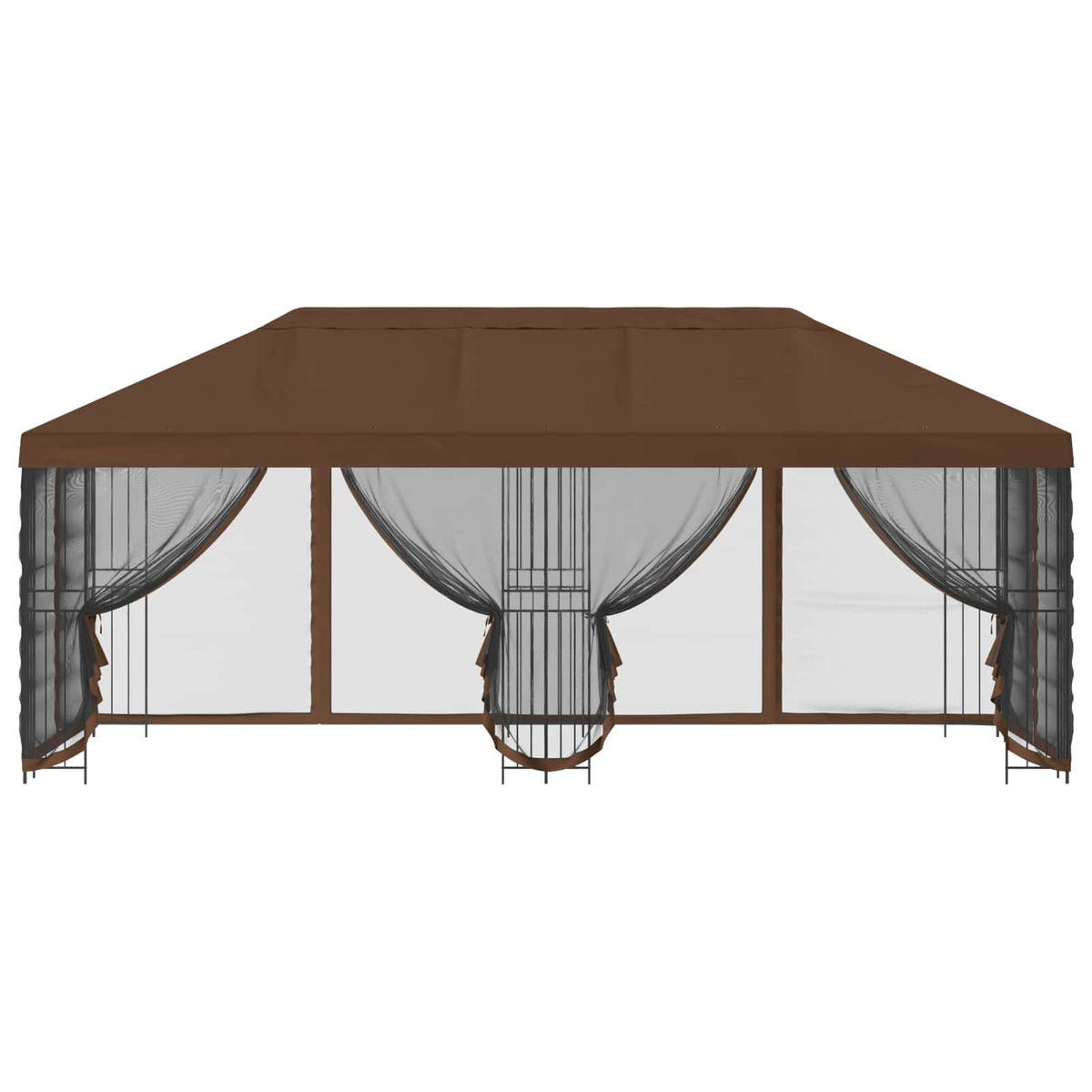 Pavillon med sidetapper 6 x 3 m Brun Polyester og Stål 190 gsm