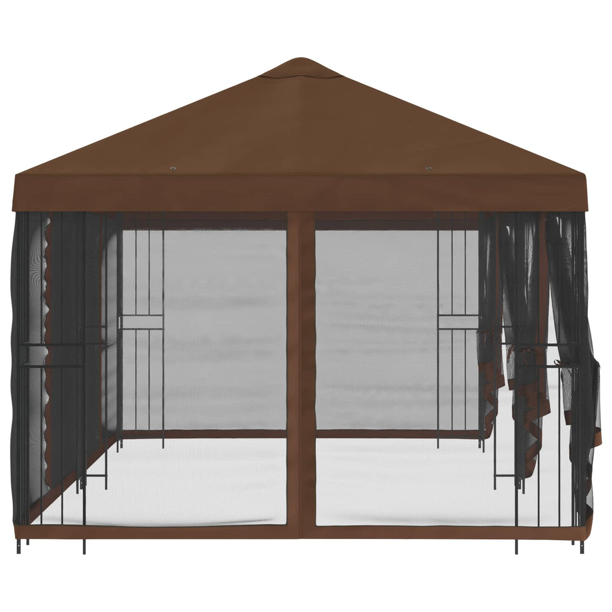 Pavillon med sidetapper 6 x 3 m Brun Polyester og Stål 190 gsm
