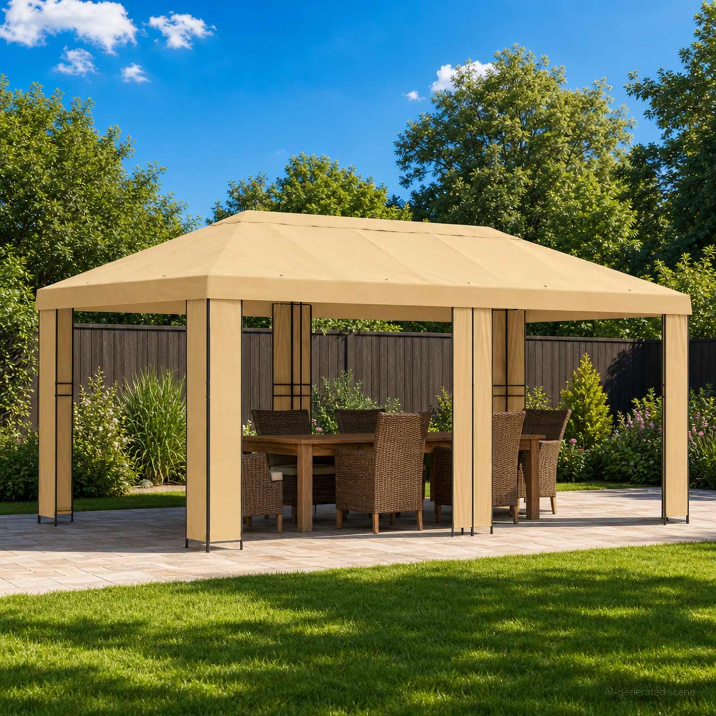 Have Gazebo 6 x 3 m Cremefarvet Polyester og Stål 190 gsm