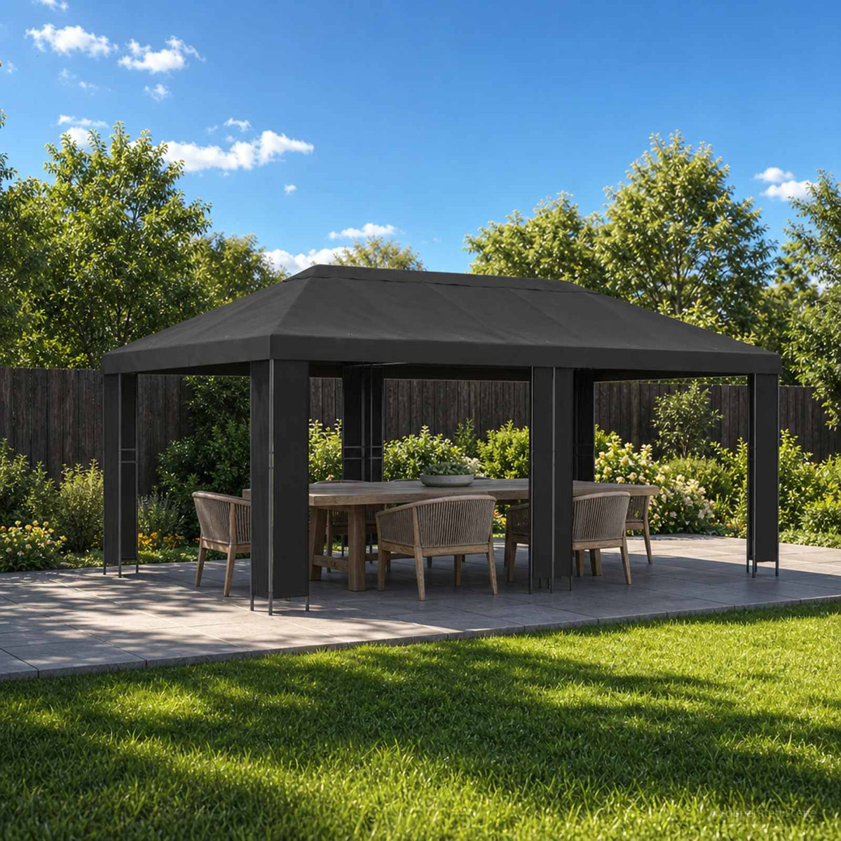 Have Gazebo 6 x 3 m Antracit Polyester og Stål 190 gsm