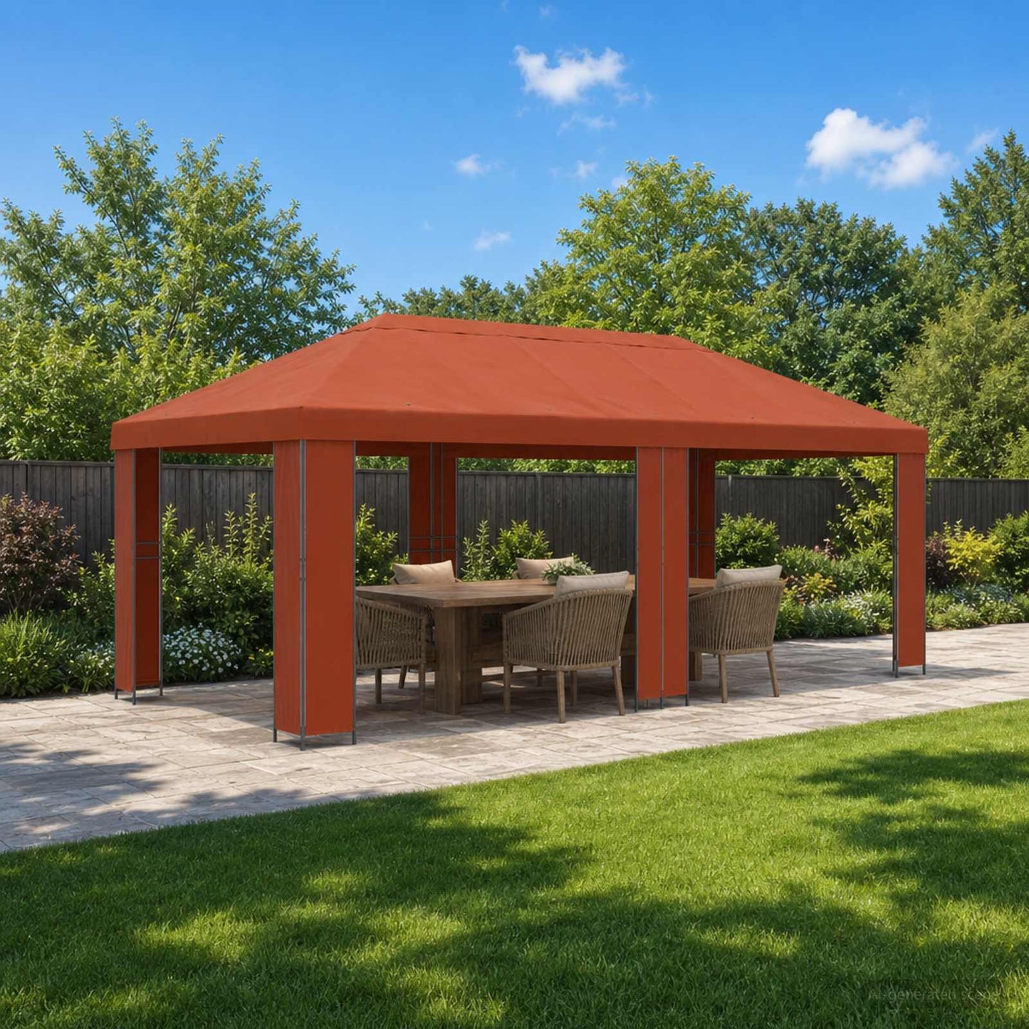 Have Gazebo 6 x 3 m Terrakotta Polyester og Stål 190 gsm