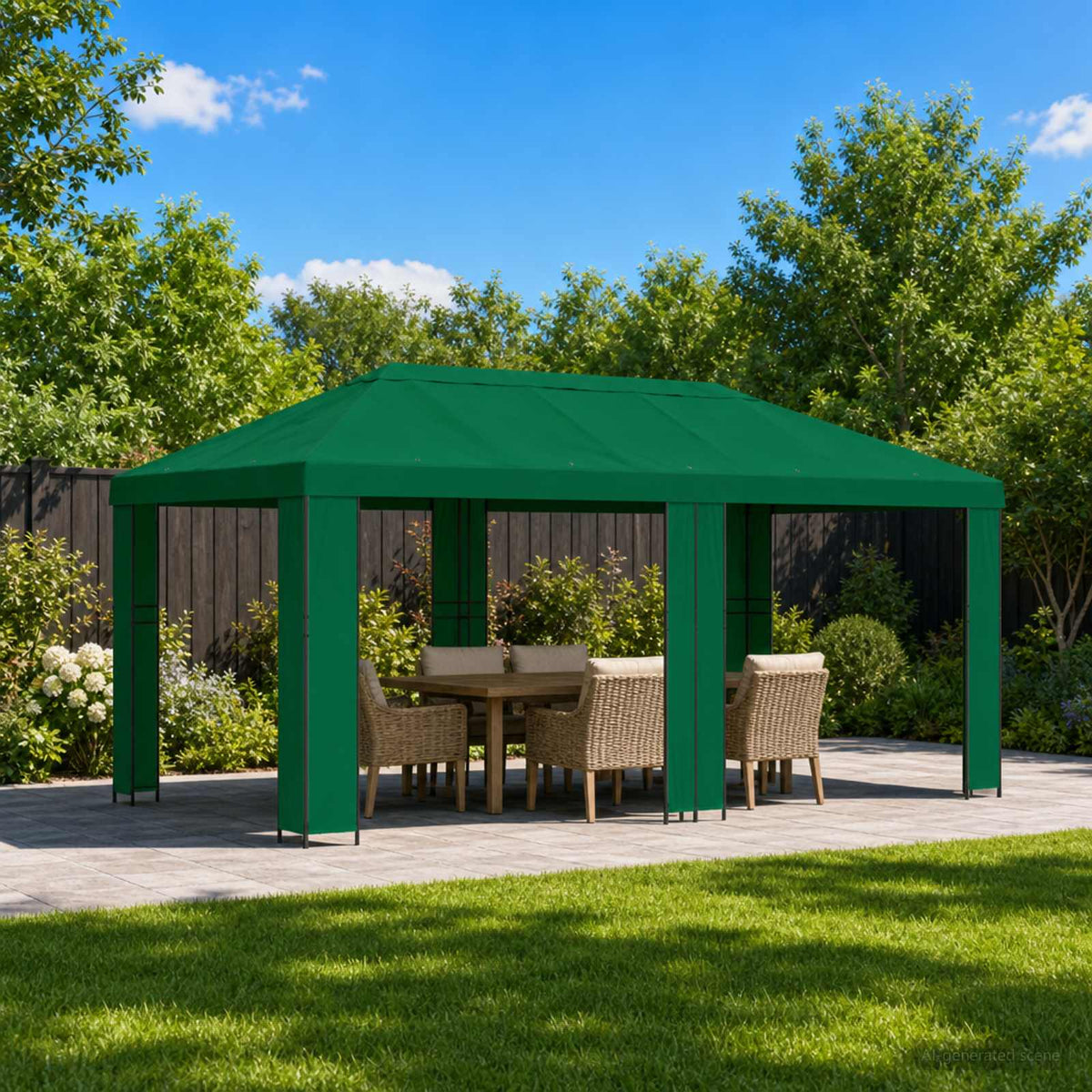 Have Gazebo 6 x 3 m Grøn Polyester og Stål 190 gsm