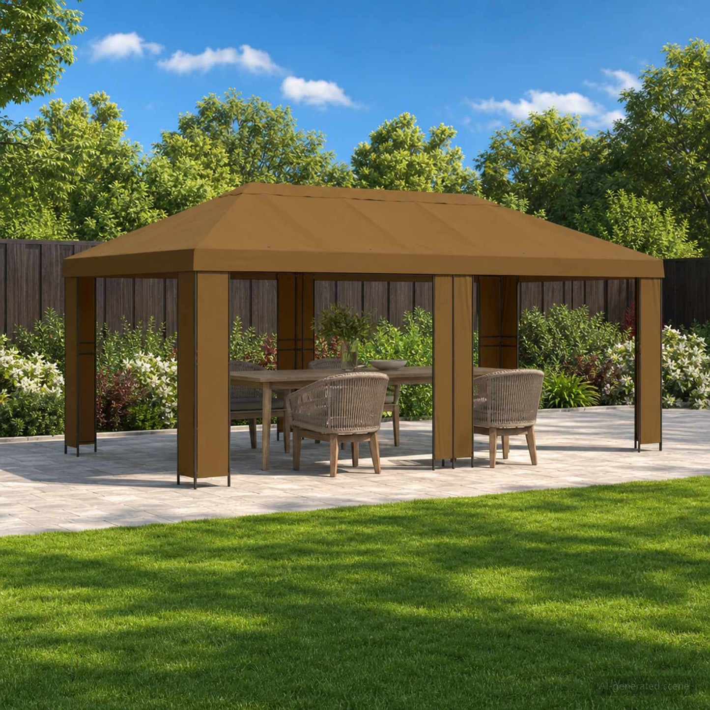 Have Gazebo 6 x 3 m Gråbrun Polyester og Stål 190 gsm