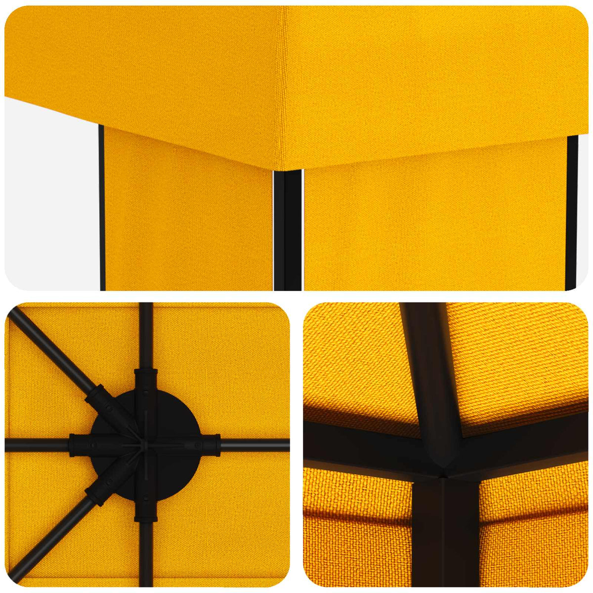Have Gazebo 6 x 3 m Gul Polyester og Stål 190 gsm