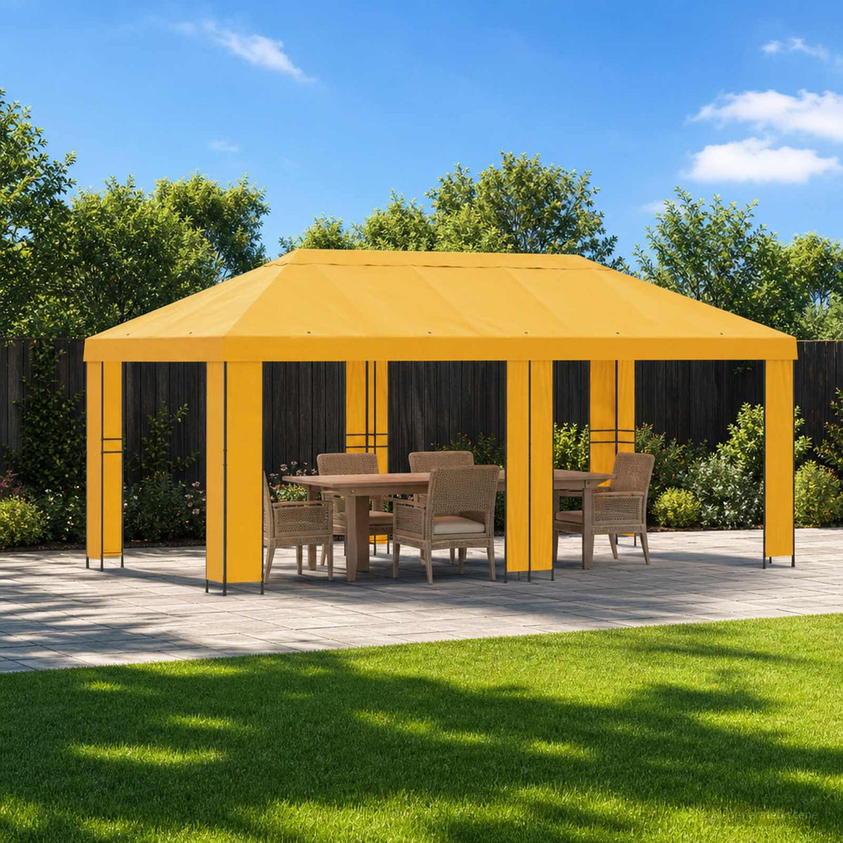 Have Gazebo 6 x 3 m Gul Polyester og Stål 190 gsm