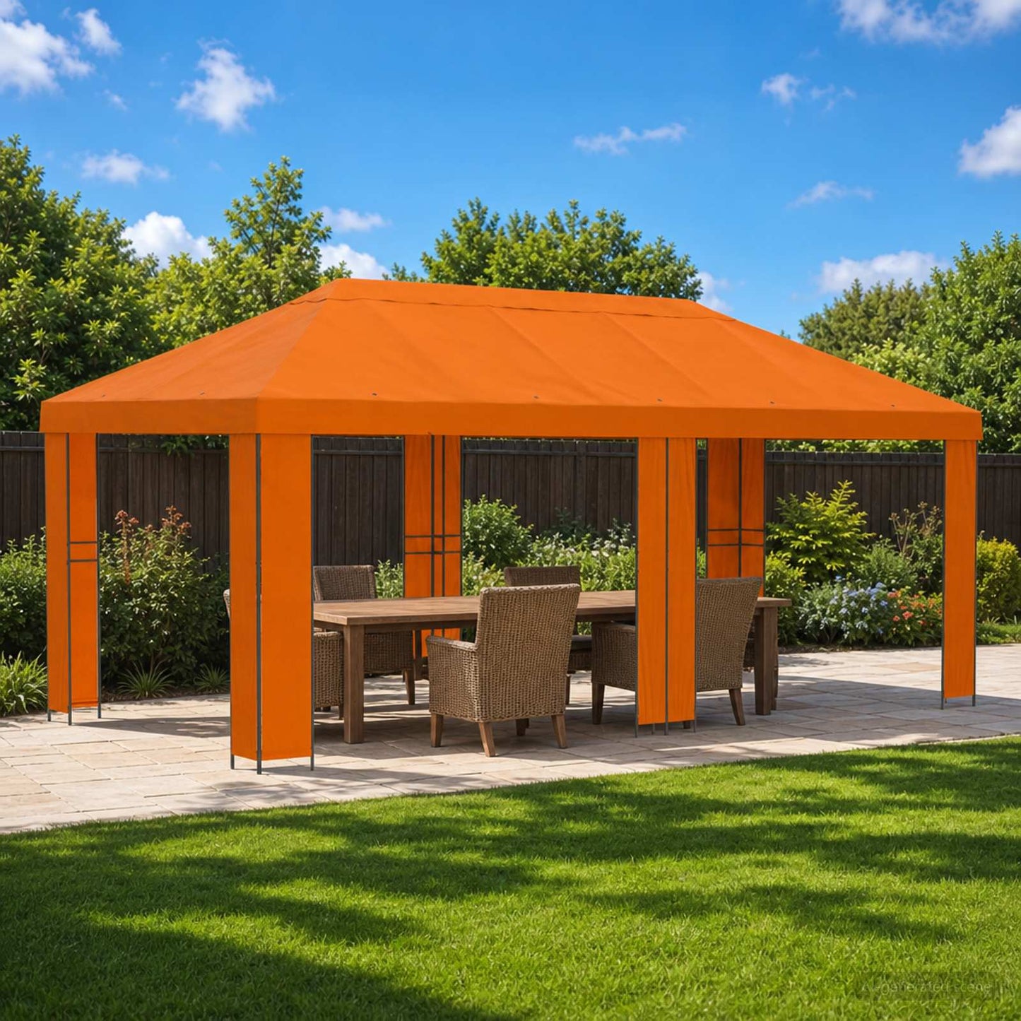 Have Gazebo 6 x 3 m Orange Polyester og Stål 190 gsm