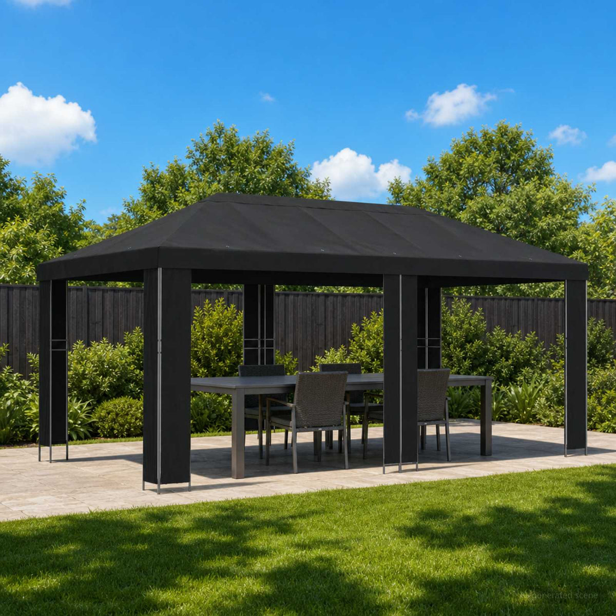 Have Gazebo 6 x 3 m Sort Polyester og Stål 190 gsm