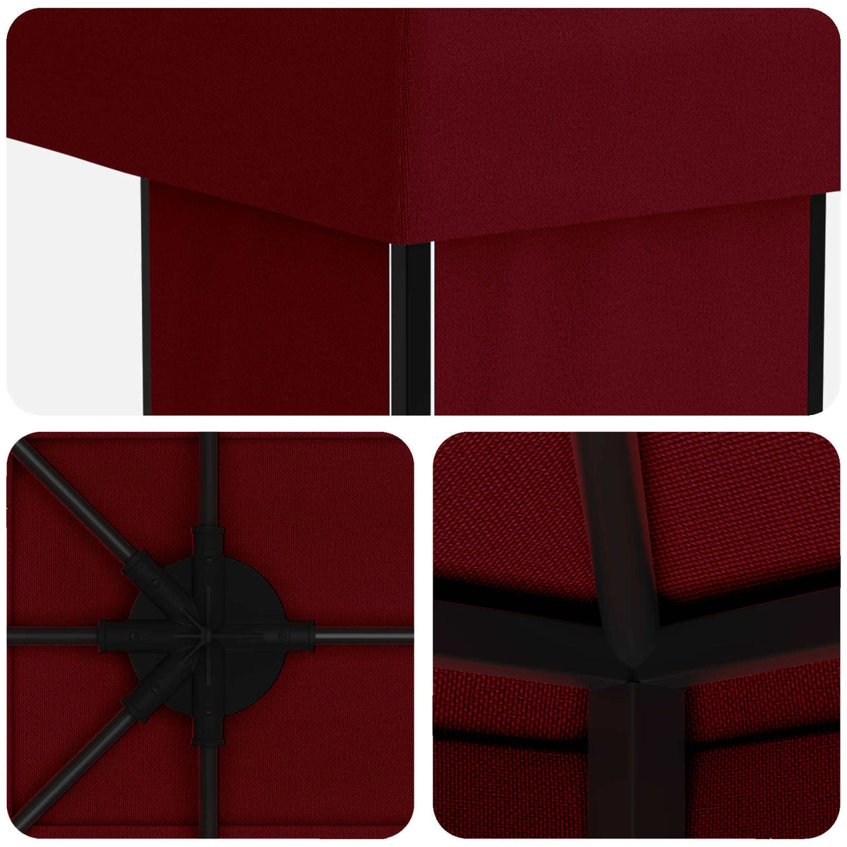 Have Gazebo 6 x 3 m Bordeaux Polyester og Stål 190 gsm