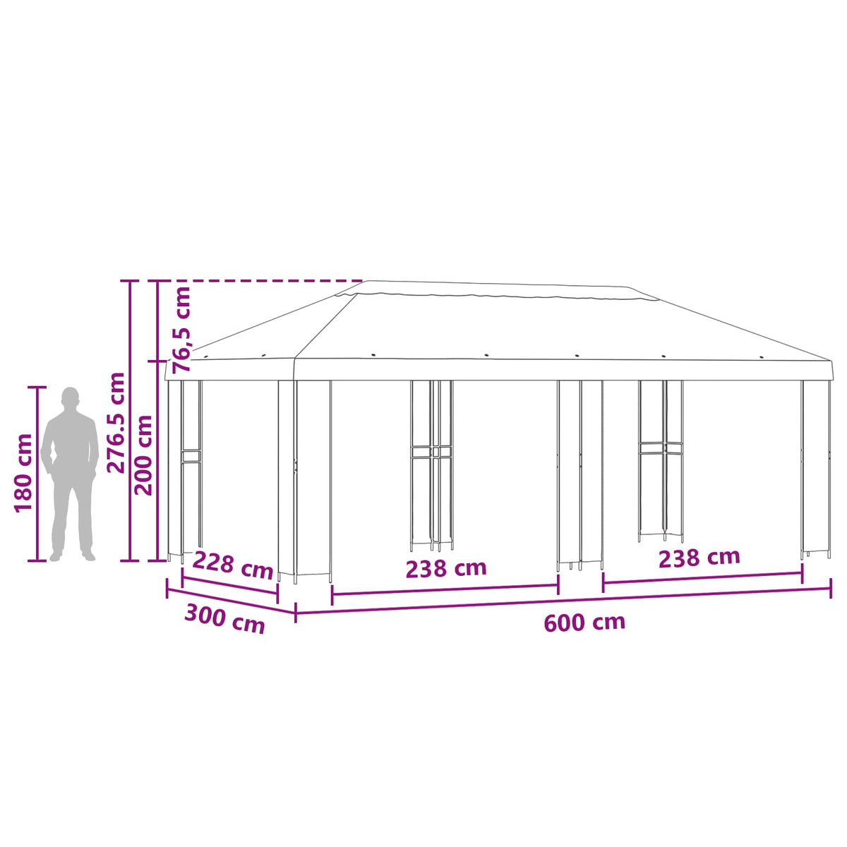 Have Gazebo 6 x 3 m Brun Polyester og Stål 190 gsm