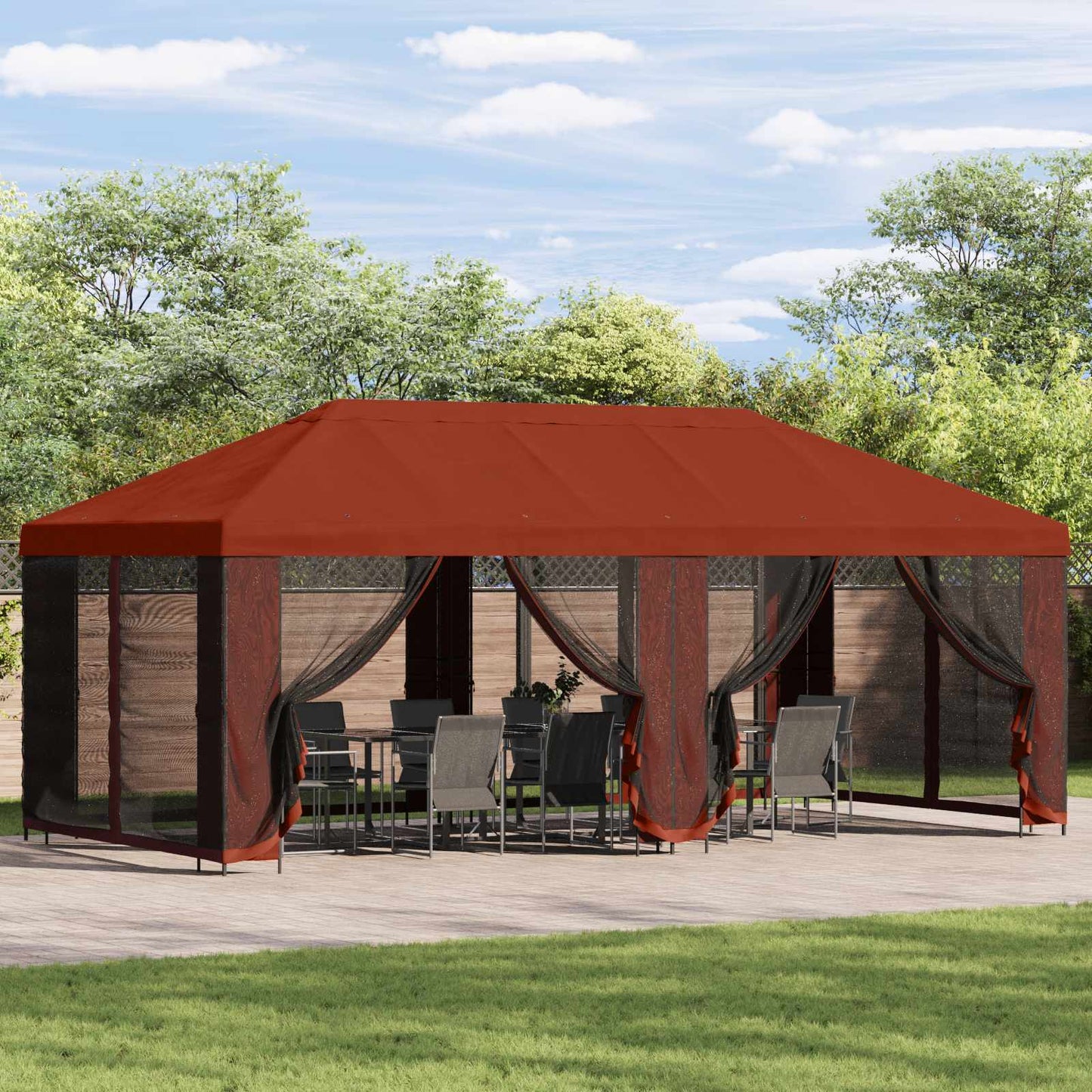 Havelæger med sidevægge 6 x 3 m Terrakotta Polyester og Stål