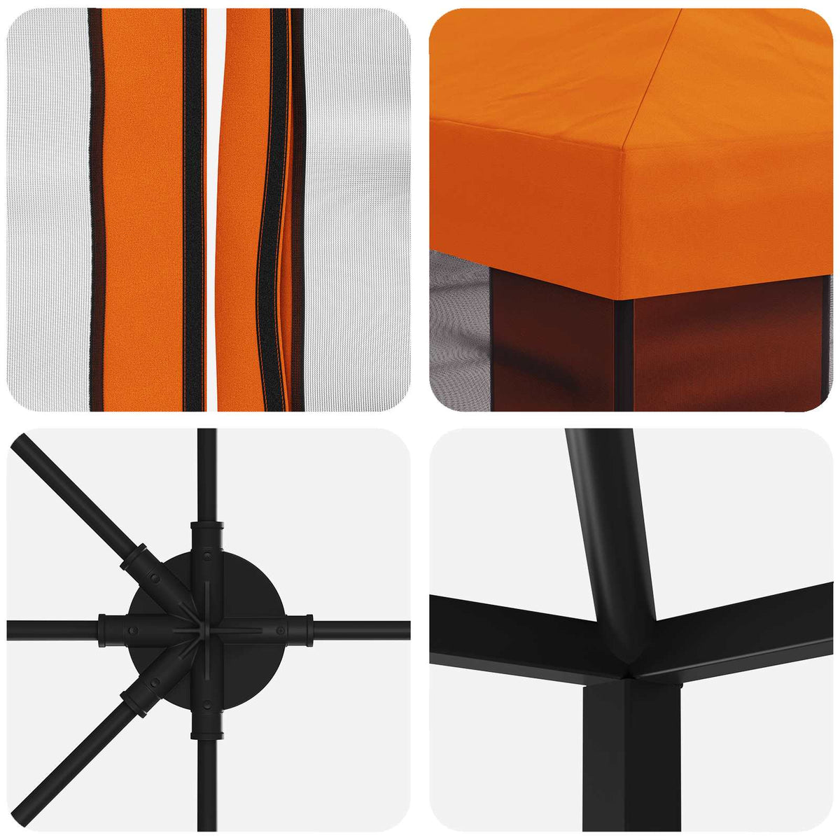 Havelæger med sidevægge 6 x 3 m Orange Polyester og Stål