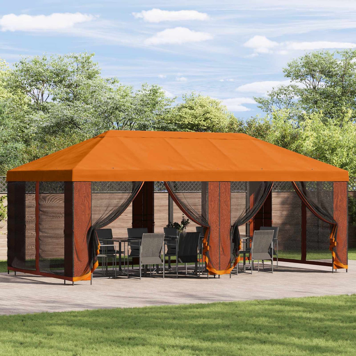 Havelæger med sidevægge 6 x 3 m Orange Polyester og Stål