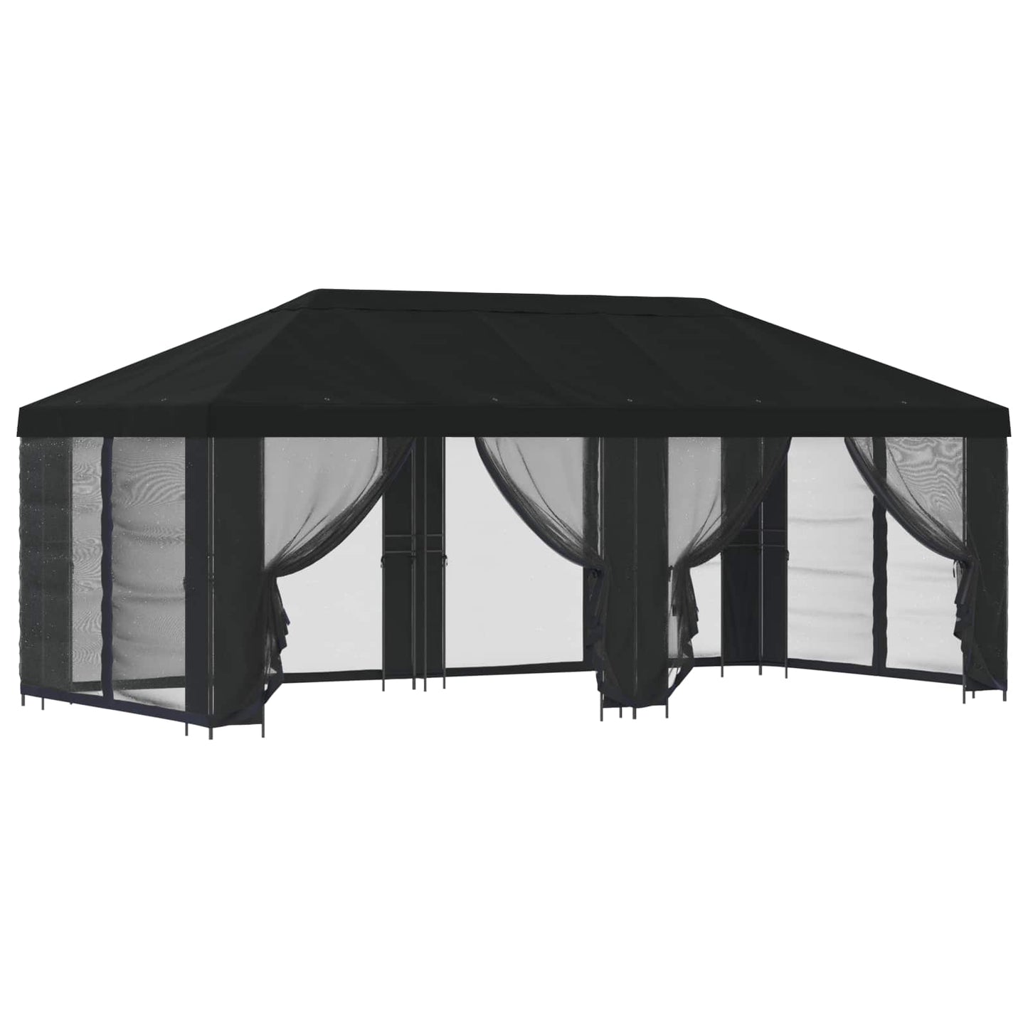 Havelæger med sidevægge 6 x 3 m Sort Polyester og Stål 190 gsm