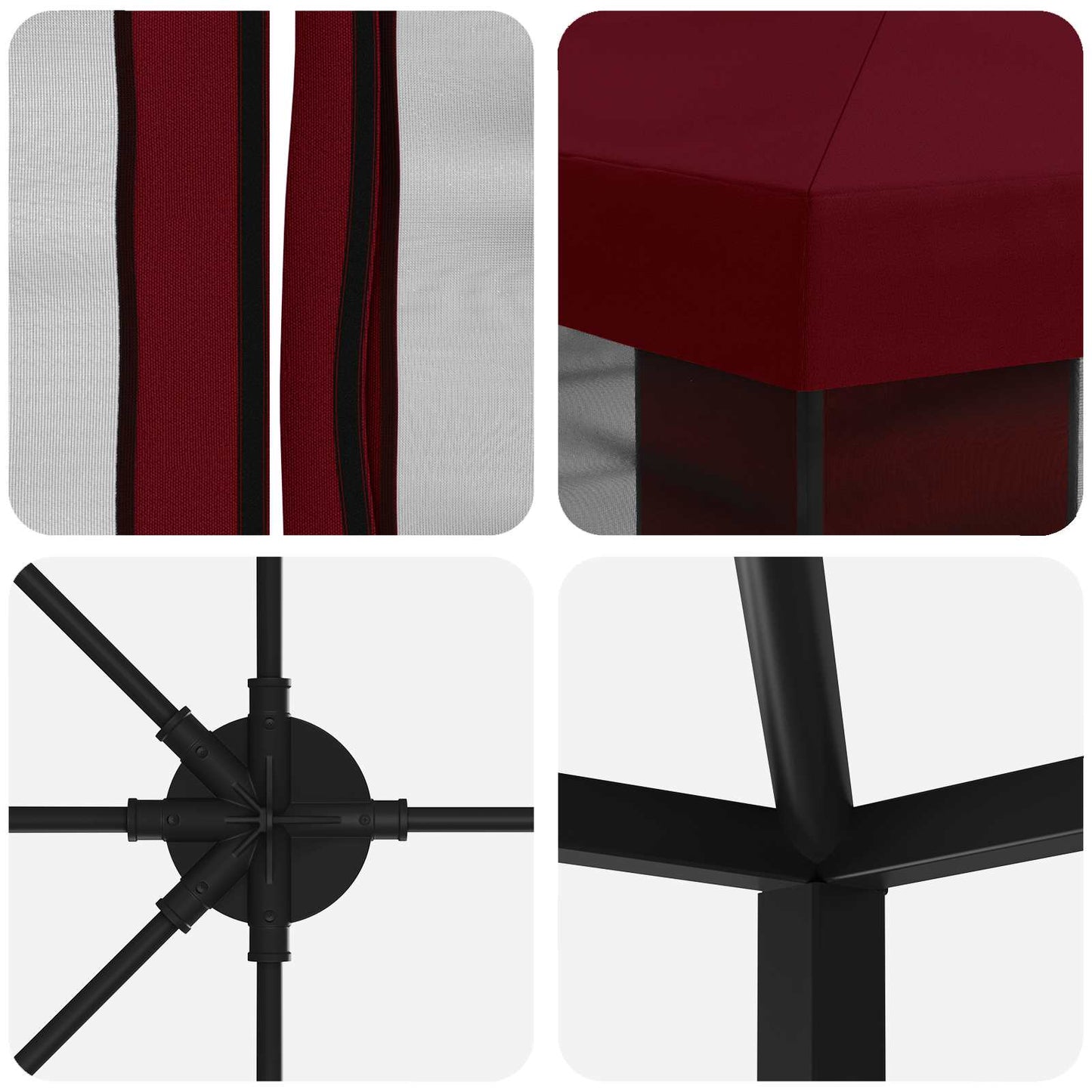 Havelæger med sidevægge 6 x 3 m Bordeaux Polyester og Stål