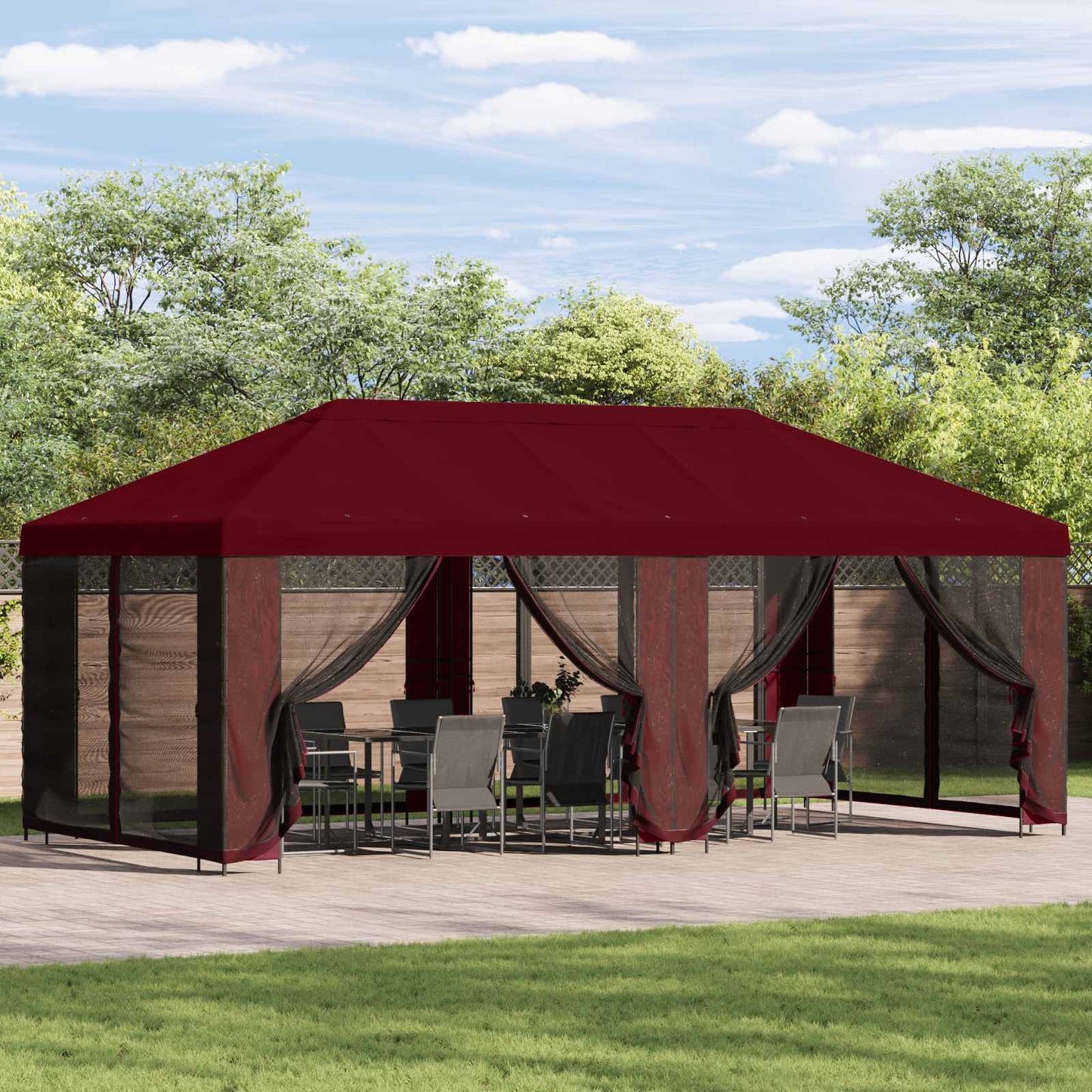 Havelæger med sidevægge 6 x 3 m Bordeaux Polyester og Stål