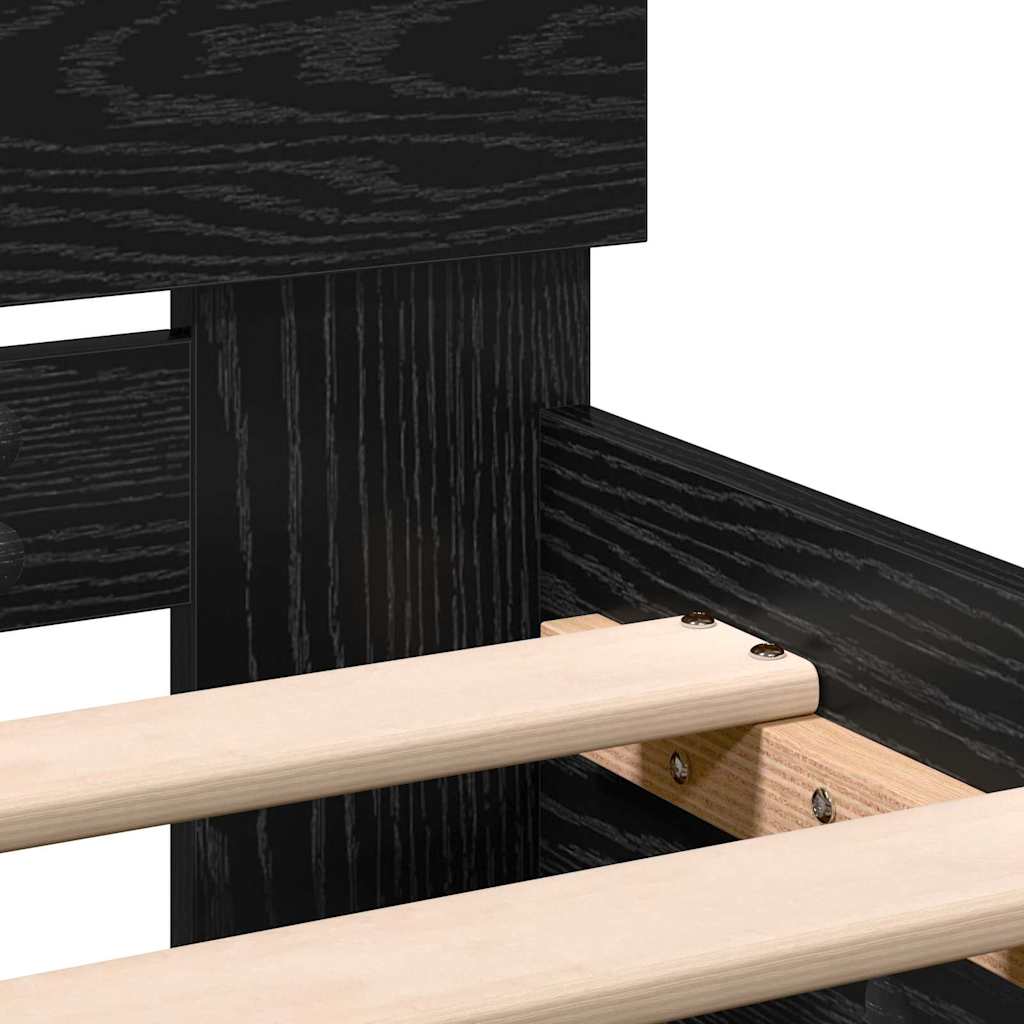 Sengestel med hovedgærde Sort eg 203 x 104 x 70 cm