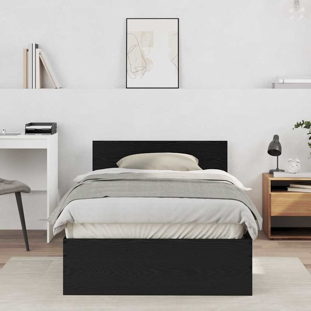 Sengestel med hovedgærde Sort eg 203 x 104 x 70 cm