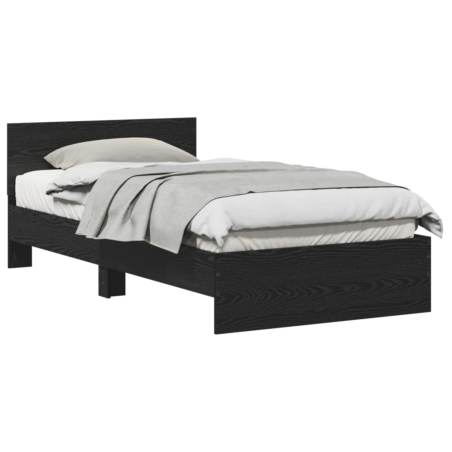 Sengestel med hovedgærde Sort eg 203 x 104 x 70 cm