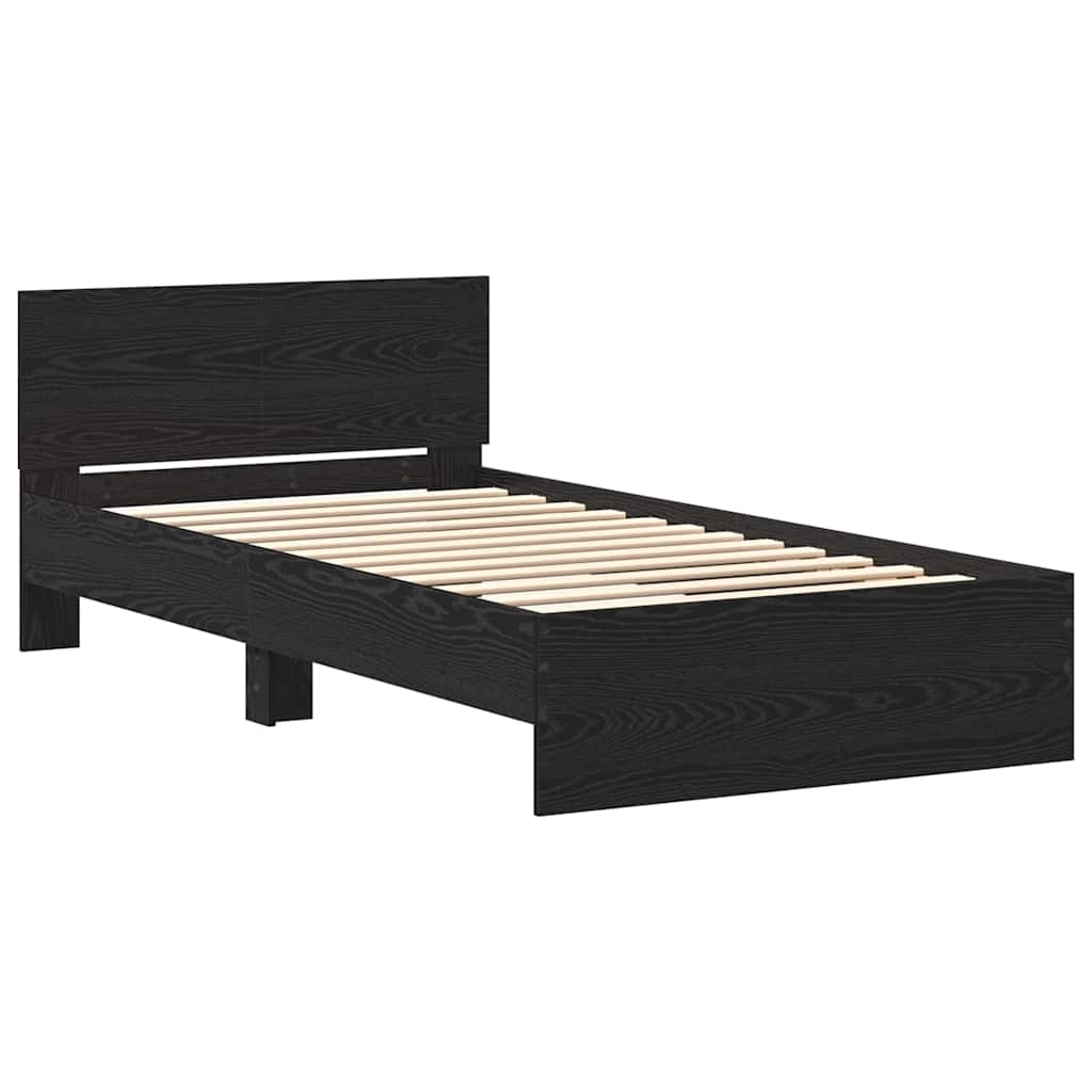 Sengestel med hovedgærde Sort eg 203 x 104 x 70 cm