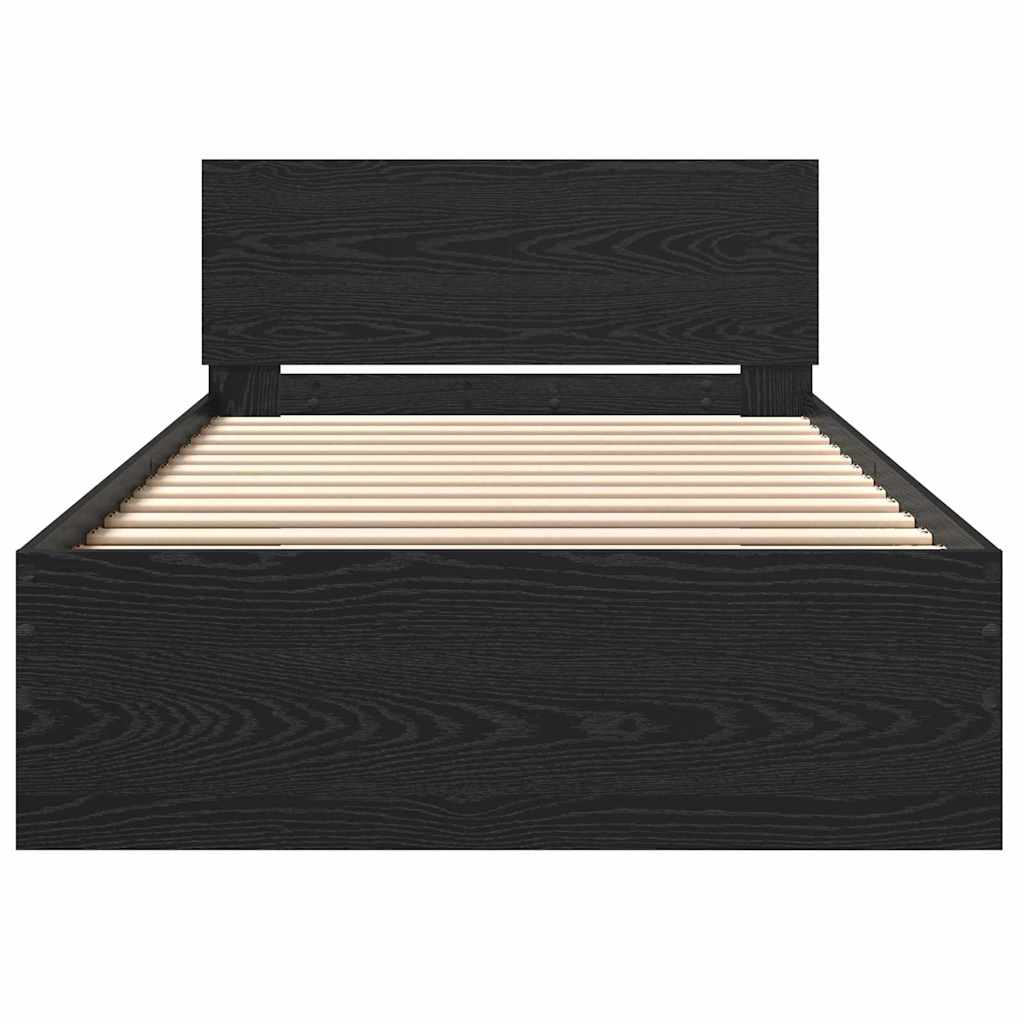 Sengestel med hovedgærde Sort eg 203 x 104 x 70 cm