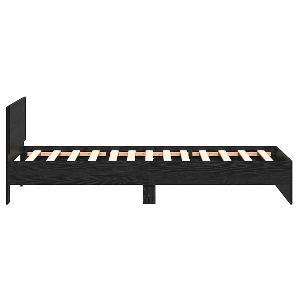 Sengestel med hovedgærde Sort eg 203 x 104 x 70 cm