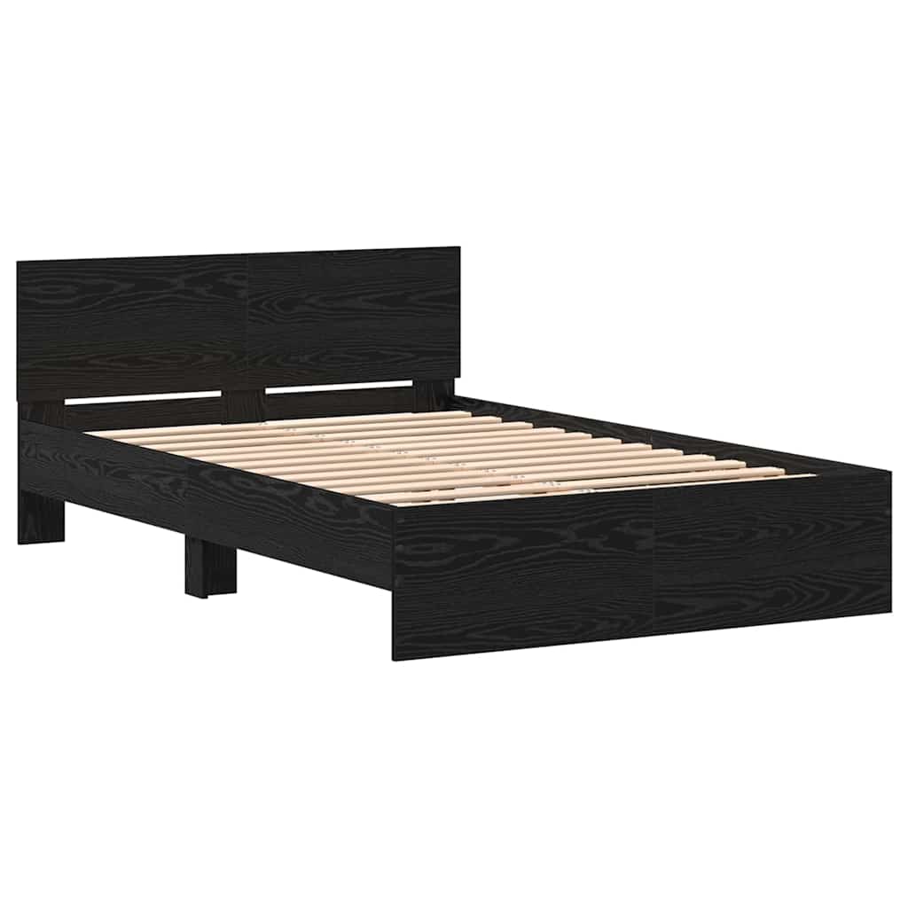 Sengestel med hovedgærde Sort eg 193 x 125 x 70 cm