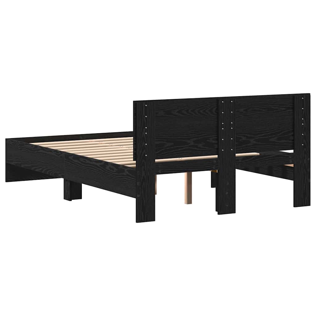 Sengestel med hovedgærde Sort eg 193 x 125 x 70 cm