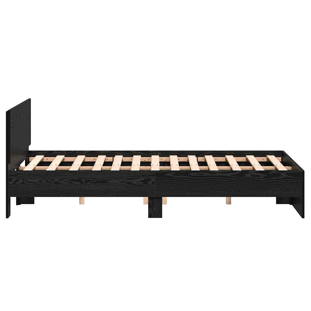 Sengestel med hovedgærde Sort eg 193 x 125 x 70 cm