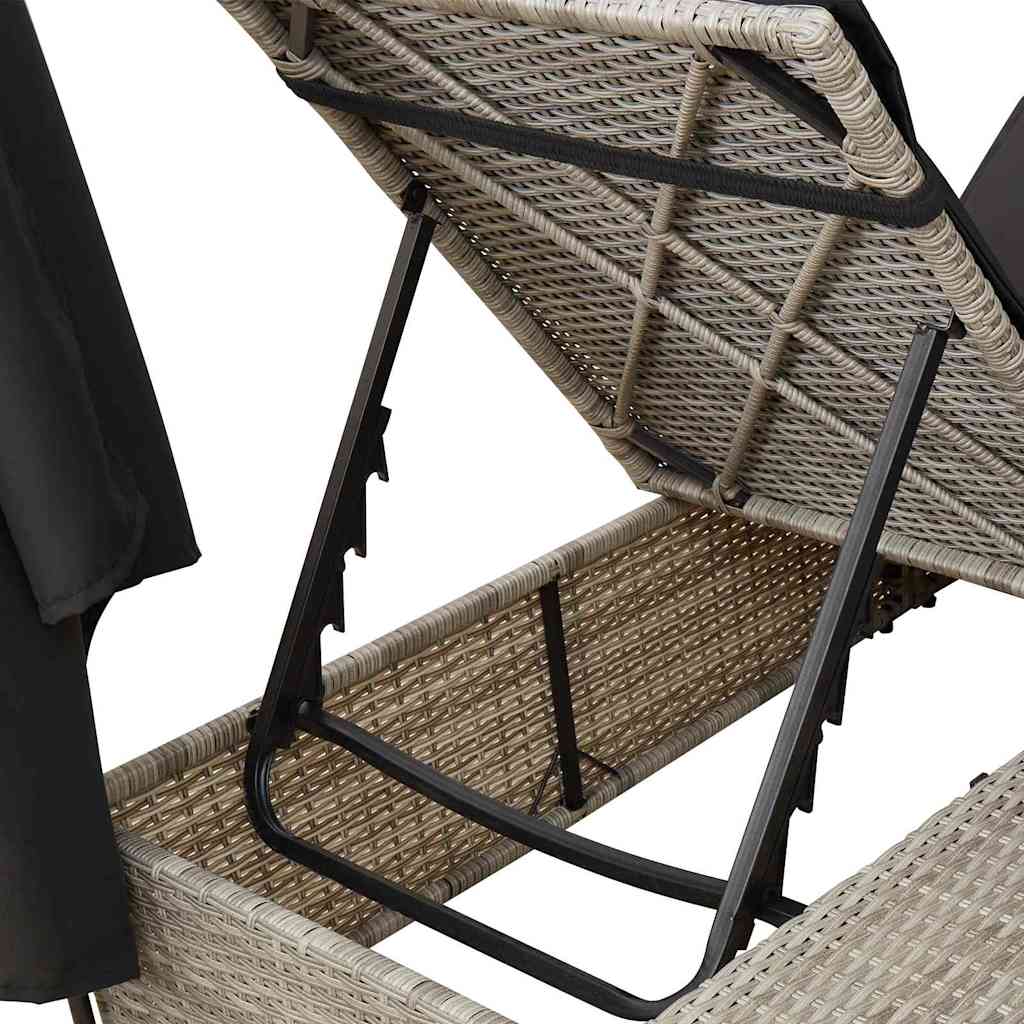 Dobbelt solstol Lysegrå polyrattan