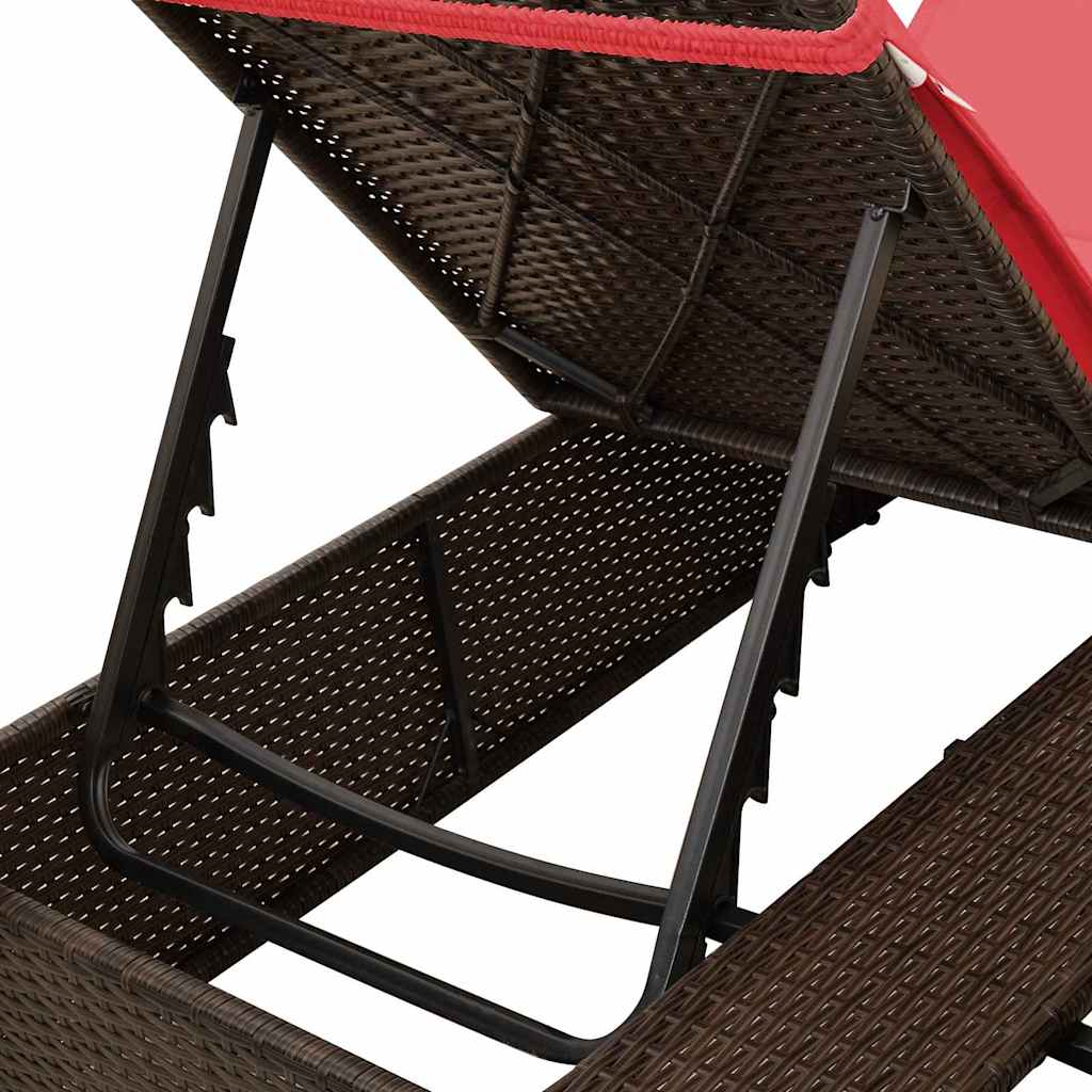 Dobbelt solstol Rød polyrattan