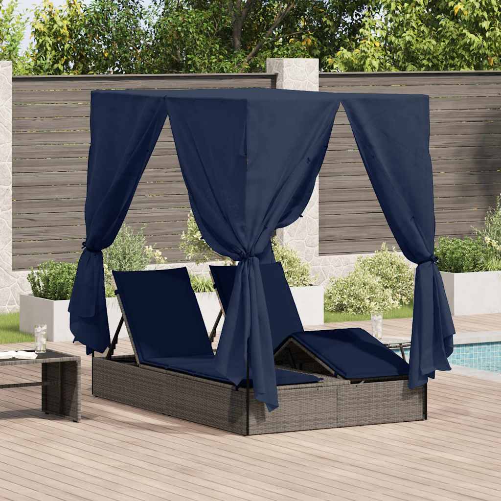 Dobbelt solstol Sort polyrattan