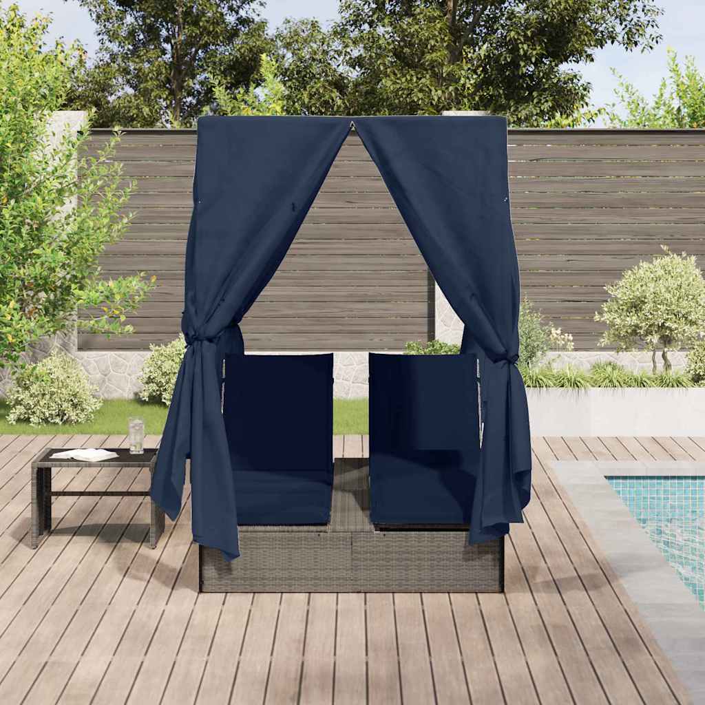 Dobbelt solstol Sort polyrattan
