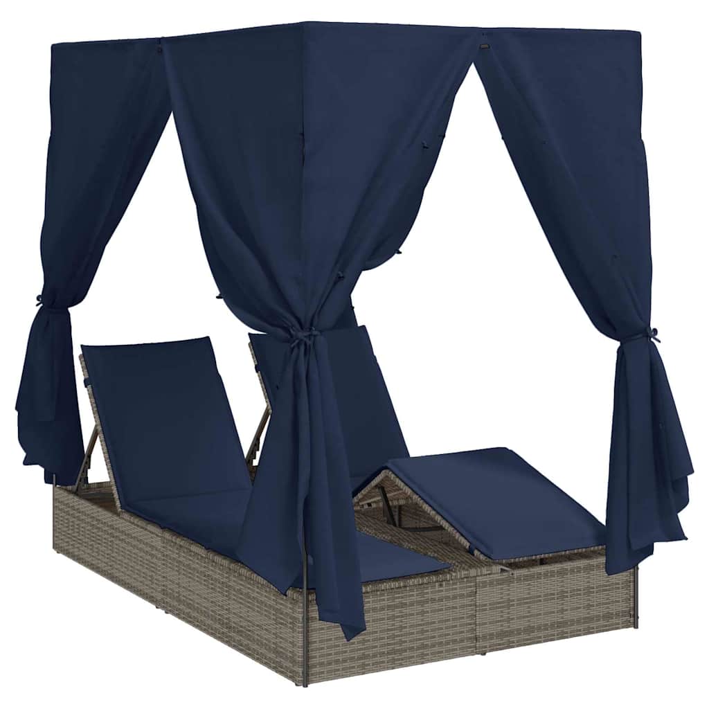 Dobbelt solstol Sort polyrattan