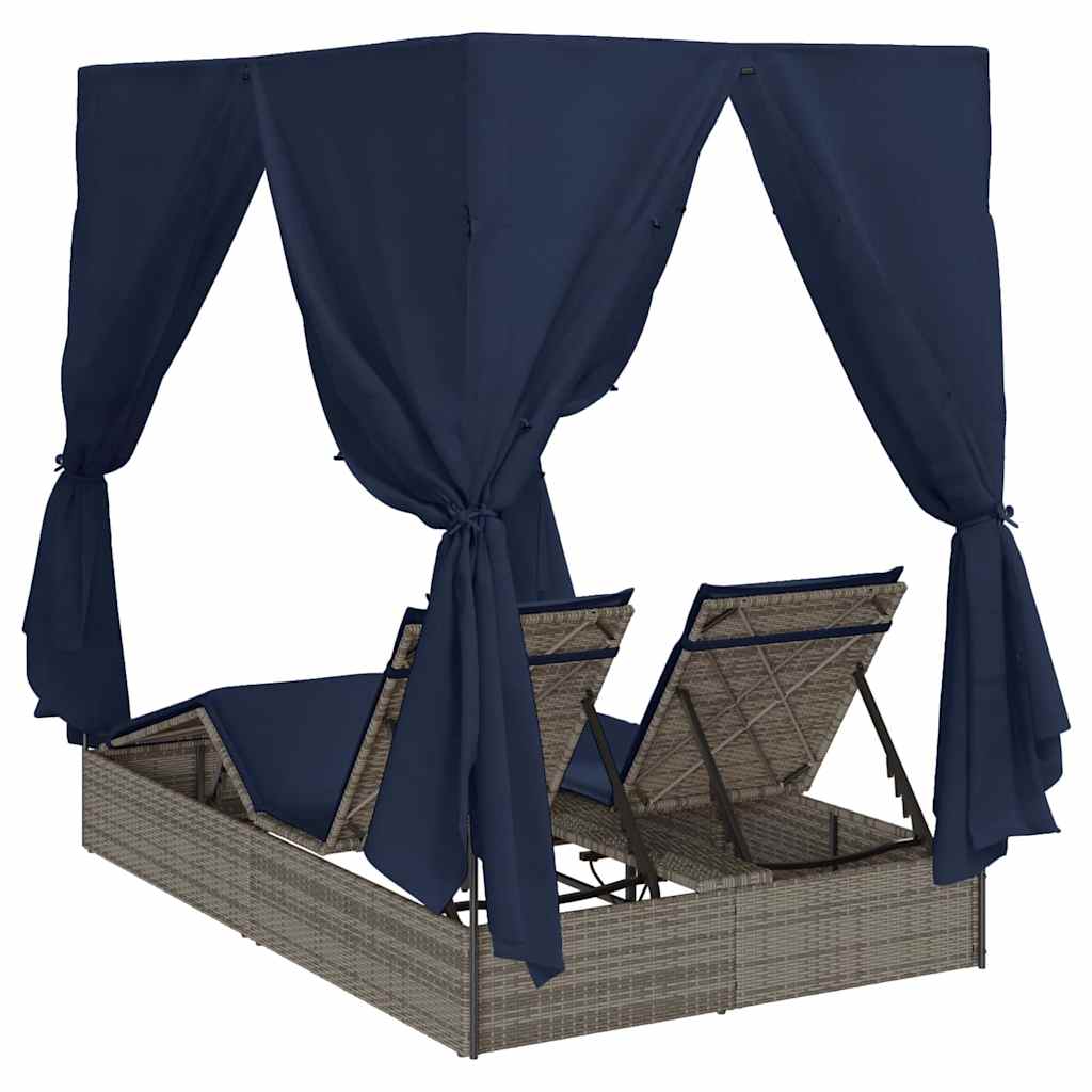 Dobbelt solstol Sort polyrattan