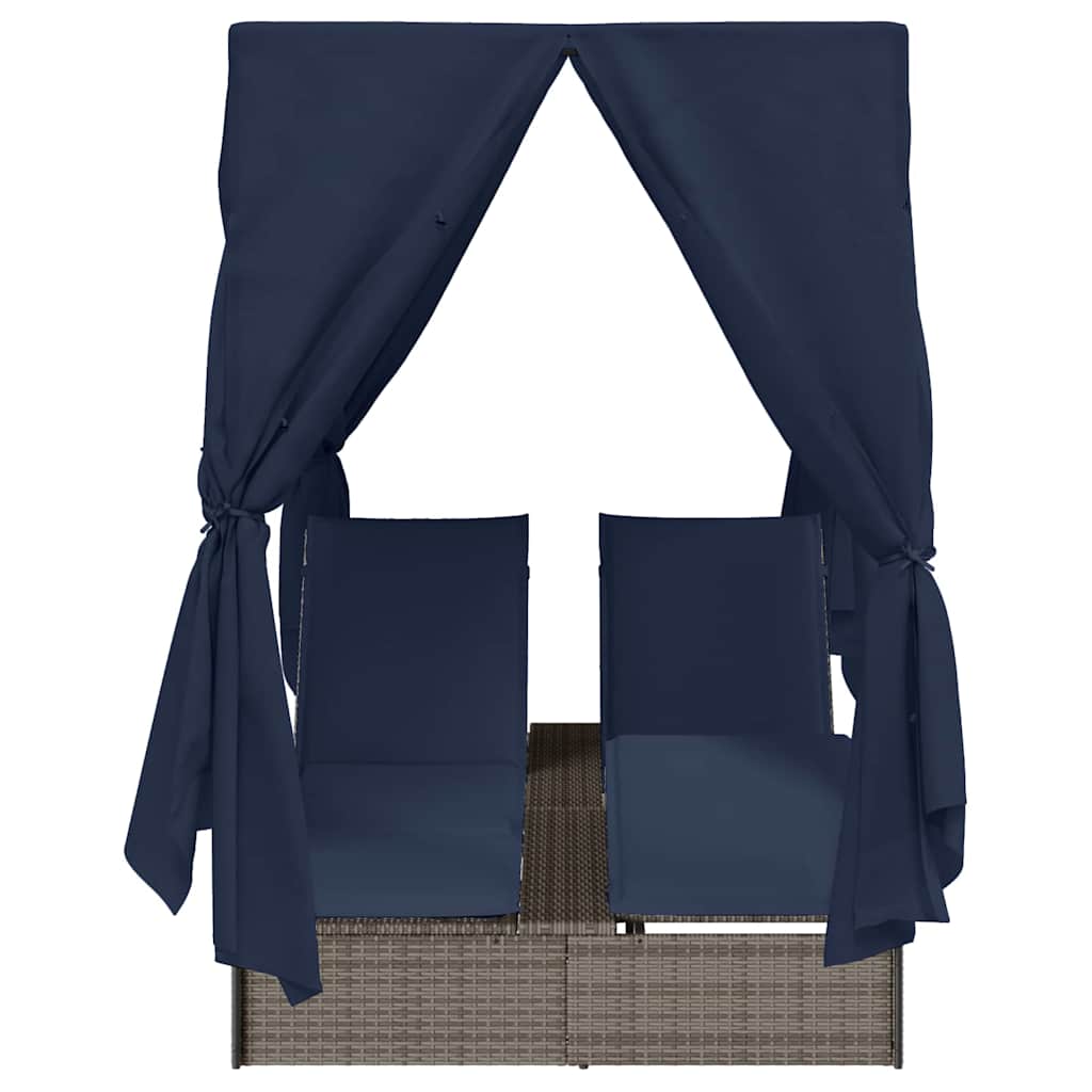 Dobbelt solstol Sort polyrattan