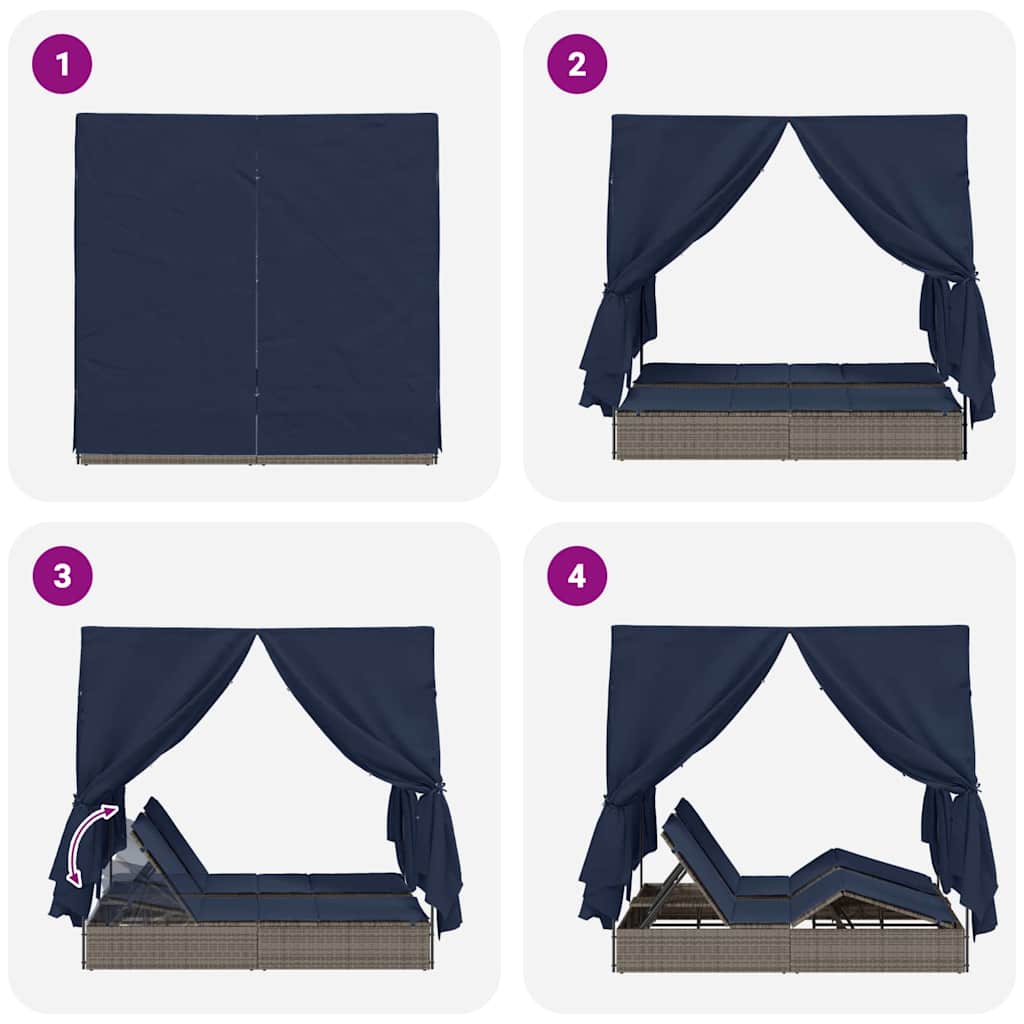 Dobbelt solstol Sort polyrattan