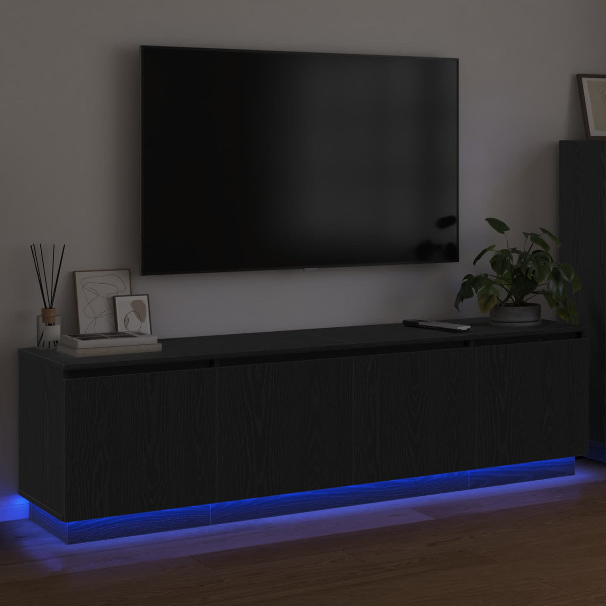 TV-skab 180 x 38 x 49 cm Sort eg Konstrueret træ