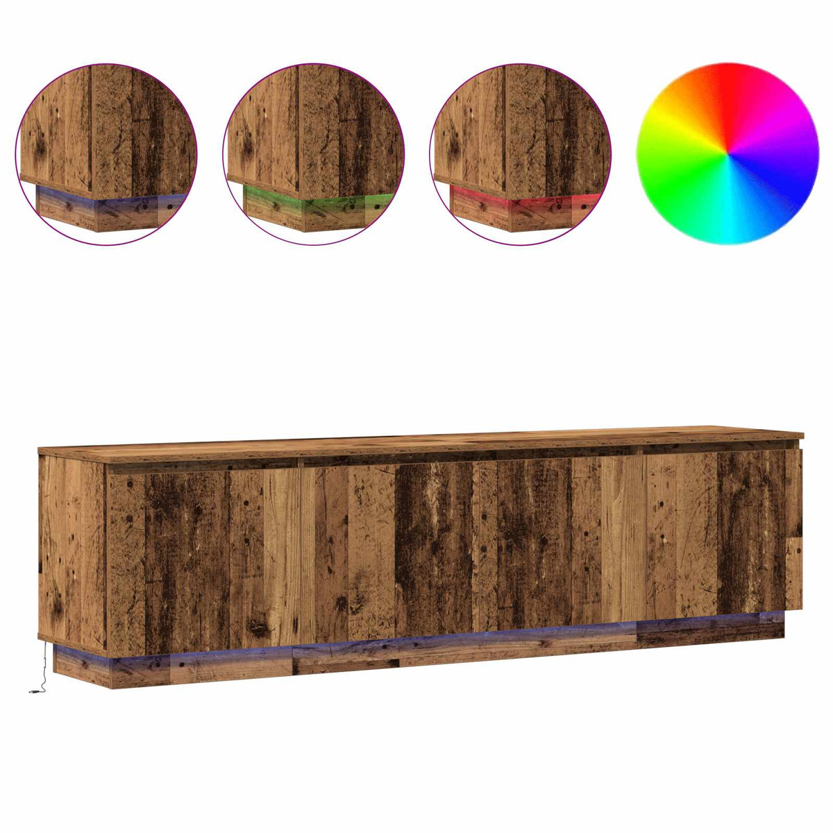 TV-skab 180 x 38 x 49 cm Gammelt træ Konstrueret træ