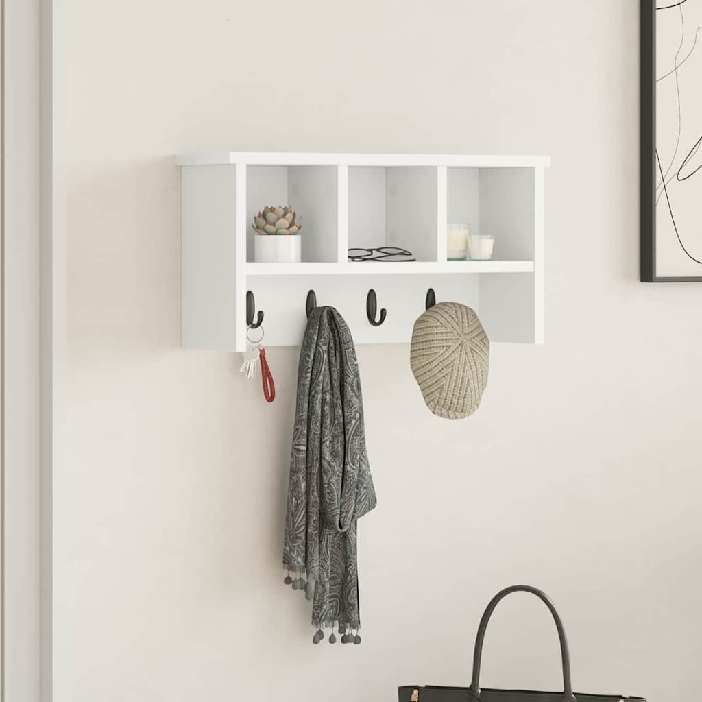 Vægmonteret Jakkeholder Vægmonteret Hvid 50 x 16 x 26 cm