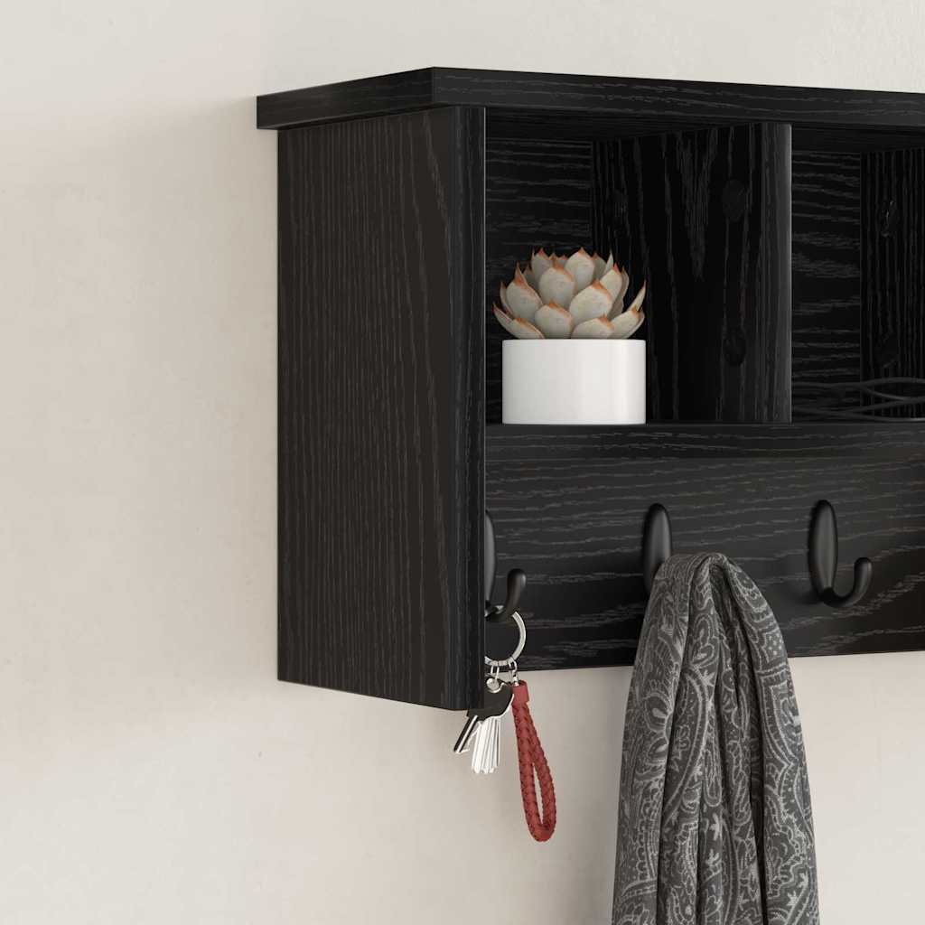 Vægmonteret Jakkeholder Vægmonteret Sort eg 50 x 16 x 26 cm