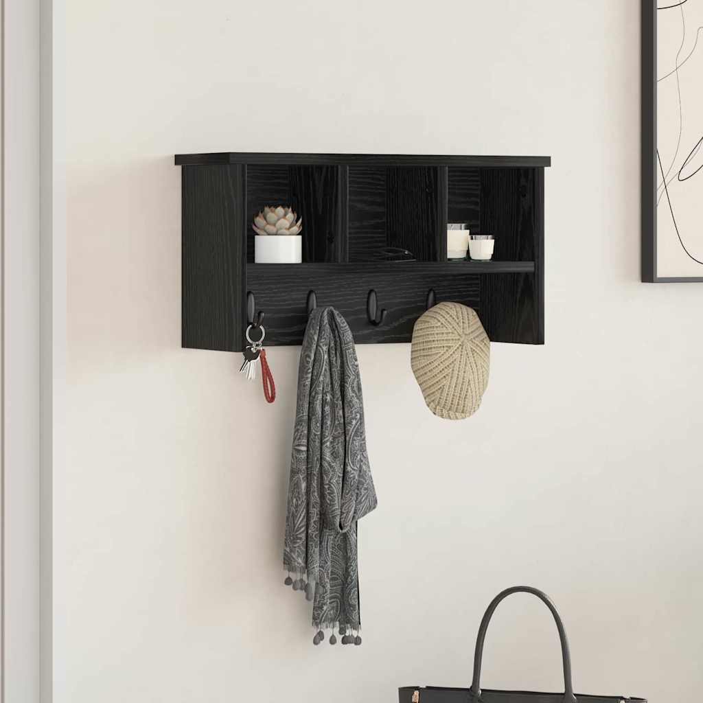 Vægmonteret Jakkeholder Vægmonteret Sort eg 50 x 16 x 26 cm