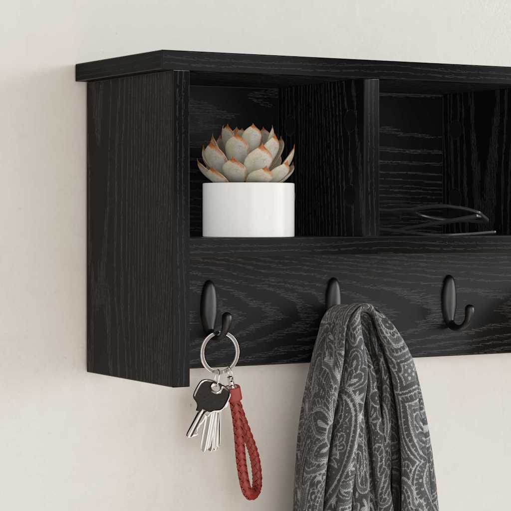 Vægmonteret Jakkeholder Vægmonteret Sort eg 75 x 16 x 26 cm