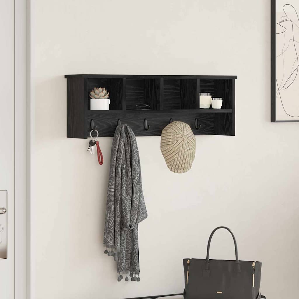 Vægmonteret Jakkeholder Vægmonteret Sort eg 75 x 16 x 26 cm