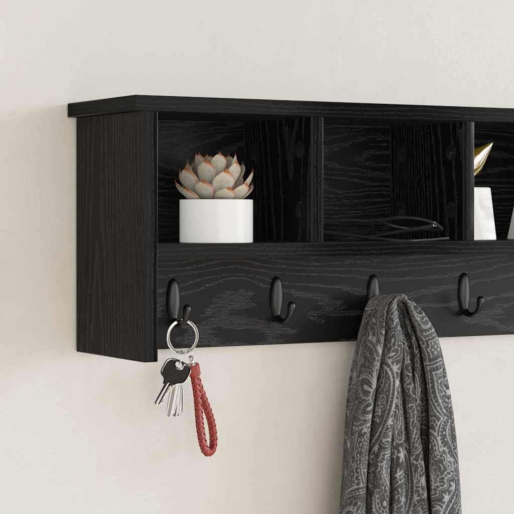 Vægmonteret Jakkeholder Vægmonteret Sort eg 100 x 16 x 26 cm