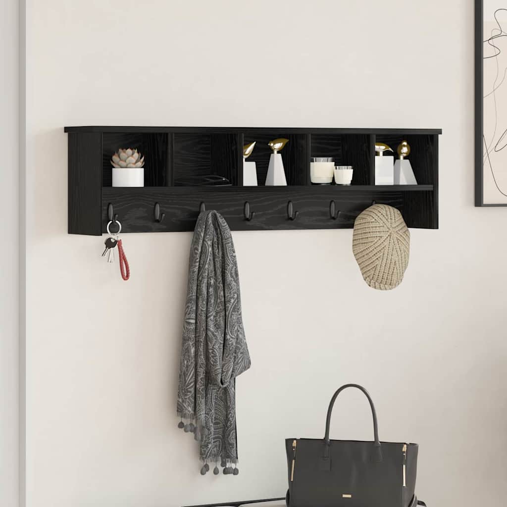 Vægmonteret Jakkeholder Vægmonteret Sort eg 100 x 16 x 26 cm