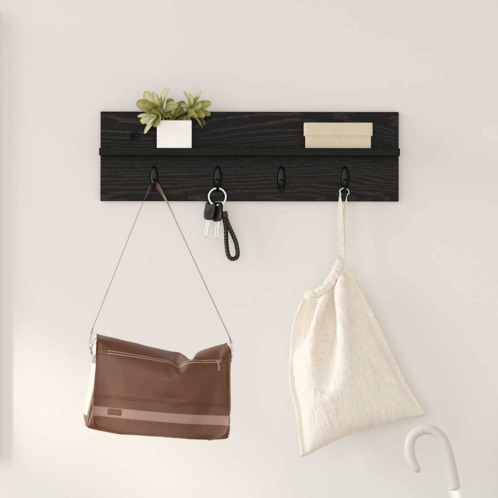 Vægmonteret Jakkeholder Vægmonteret Sort eg 60 x 10,5 x 18 cm