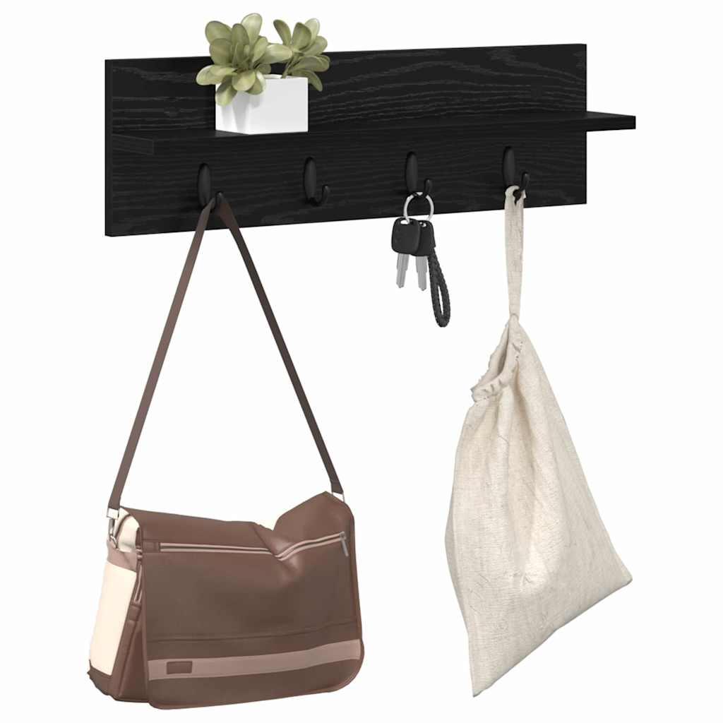Vægmonteret Jakkeholder Vægmonteret Sort eg 60 x 10,5 x 18 cm