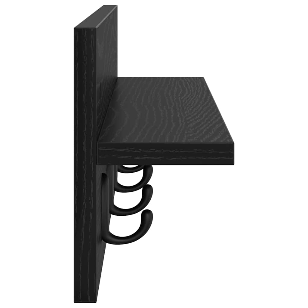 Vægmonteret Jakkeholder Vægmonteret Sort eg 60 x 10,5 x 18 cm