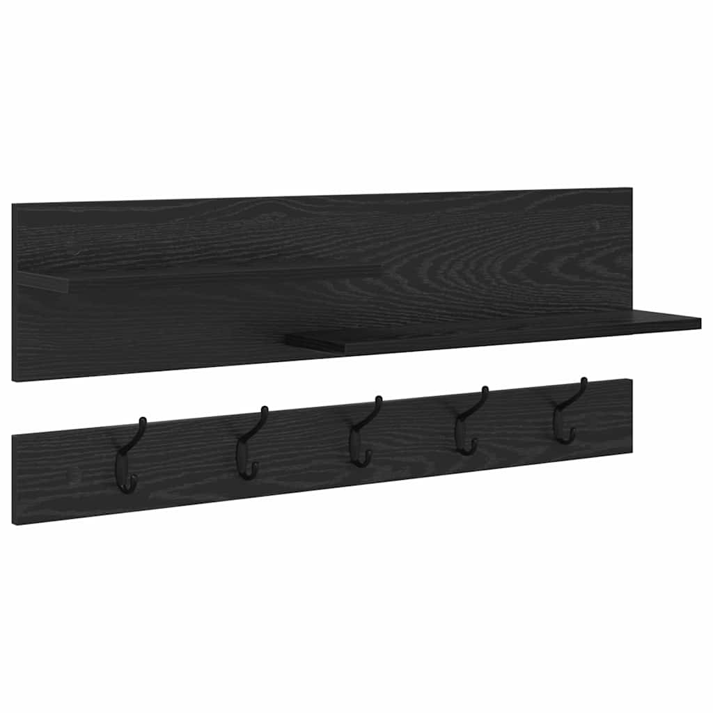 Vægmonteret Jakkeholder Vægmonteret Sort eg 90 x 15 x 36 cm